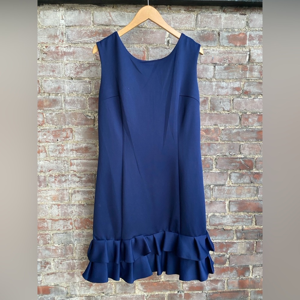 Donna Ricco Blue Ruffled Sheath Mini Dress
